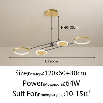 Modern black circular led chandelier for living room