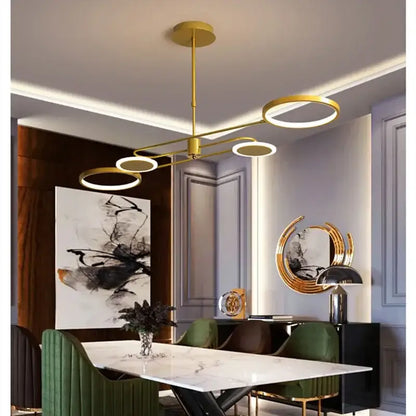 Modern black circular led chandelier for living room