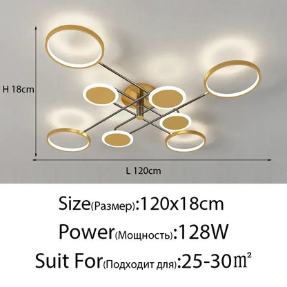 Modern black circular led chandelier for living room