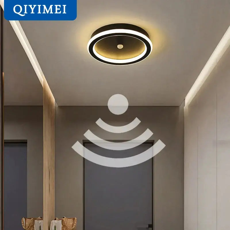 Modern black & gold led chandelier for living room