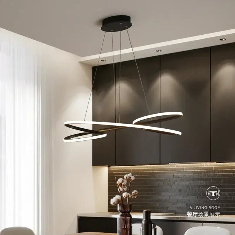 Modern black & white led chandelier dining room light