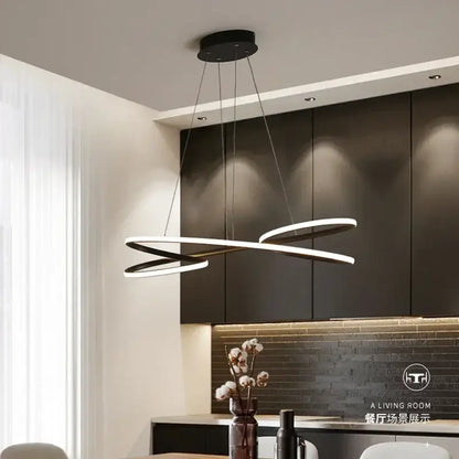 Modern black & white led chandelier dining room light