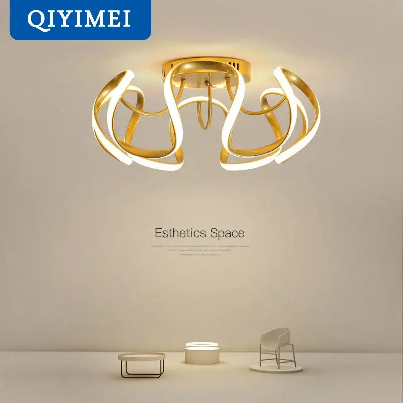 Modern gold led chandelier for living room