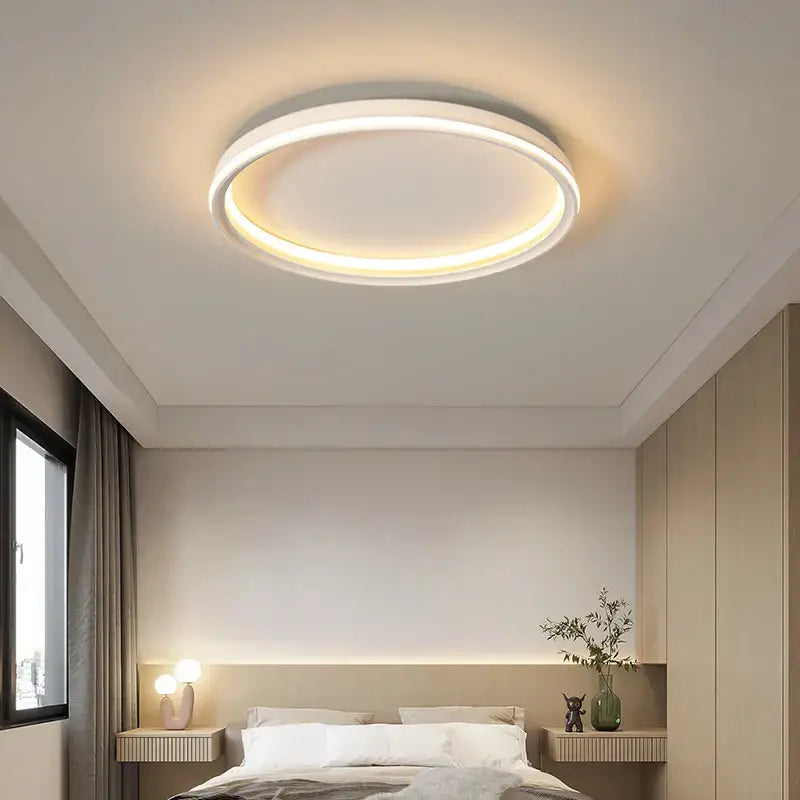 Modern minimalist white rectangular led chandelier bedroom
