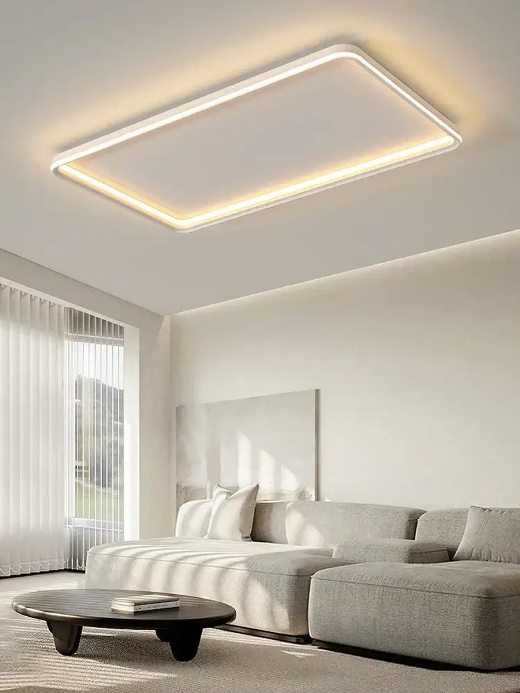 Modern minimalist white rectangular led chandelier bedroom