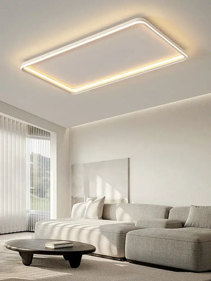 Modern minimalist white rectangular led chandelier bedroom
