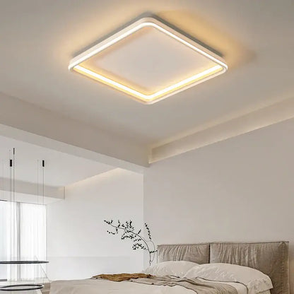 Modern minimalist white rectangular led chandelier bedroom