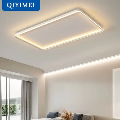Modern minimalist white rectangular led chandelier bedroom