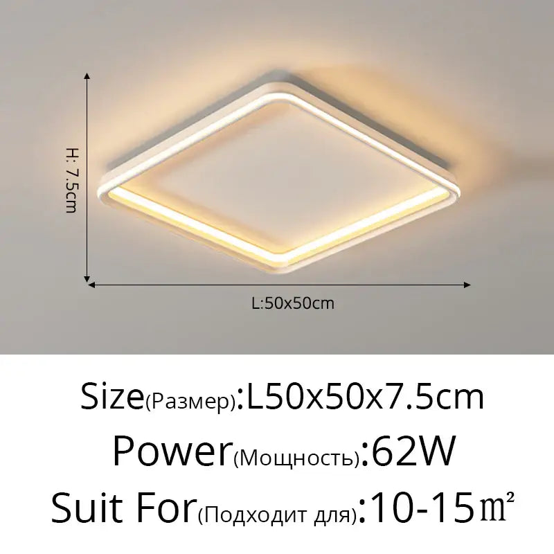 Modern minimalist white rectangular led chandelier bedroom