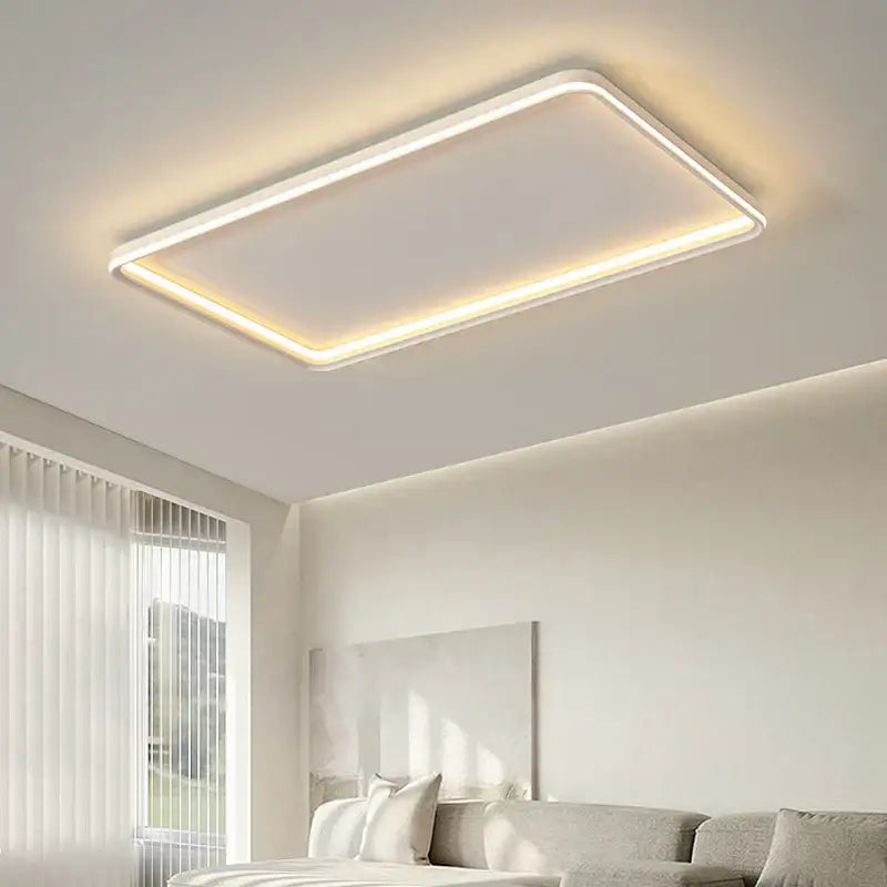 Modern minimalist white rectangular led chandelier bedroom
