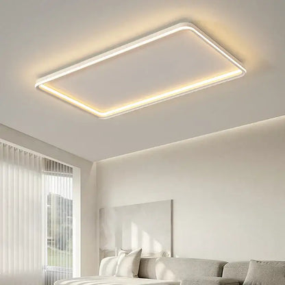 Modern minimalist white rectangular led chandelier bedroom