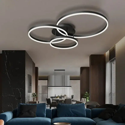 Modern black led chandelier bedroom circular ring light