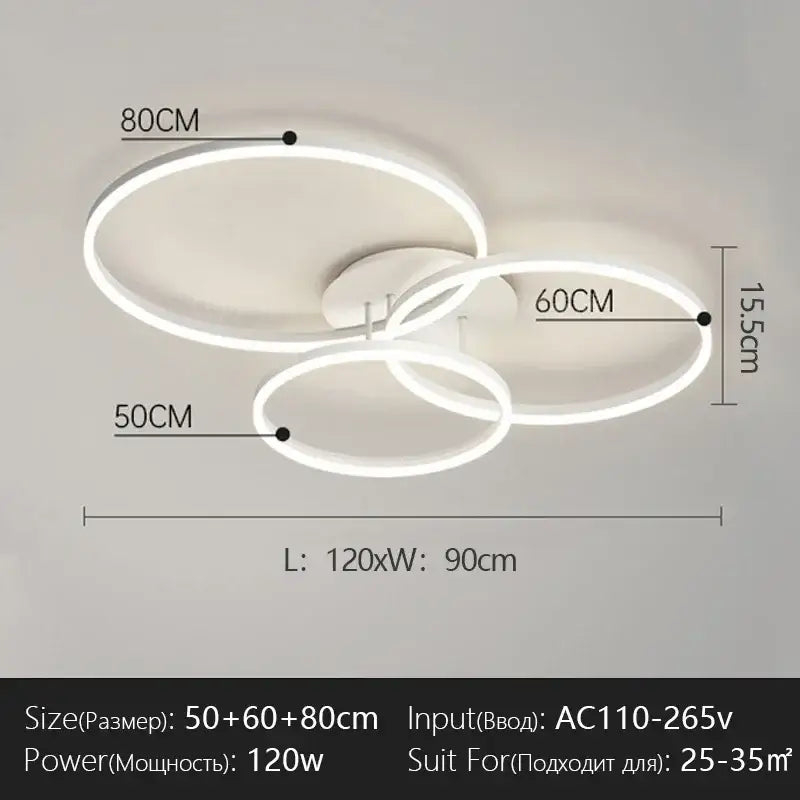 Modern black led chandelier bedroom circular ring light
