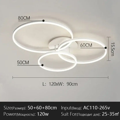 Modern black led chandelier bedroom circular ring light