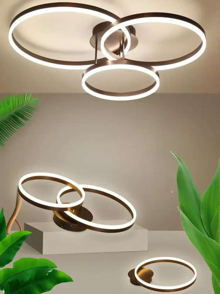 Modern black led chandelier bedroom circular ring light