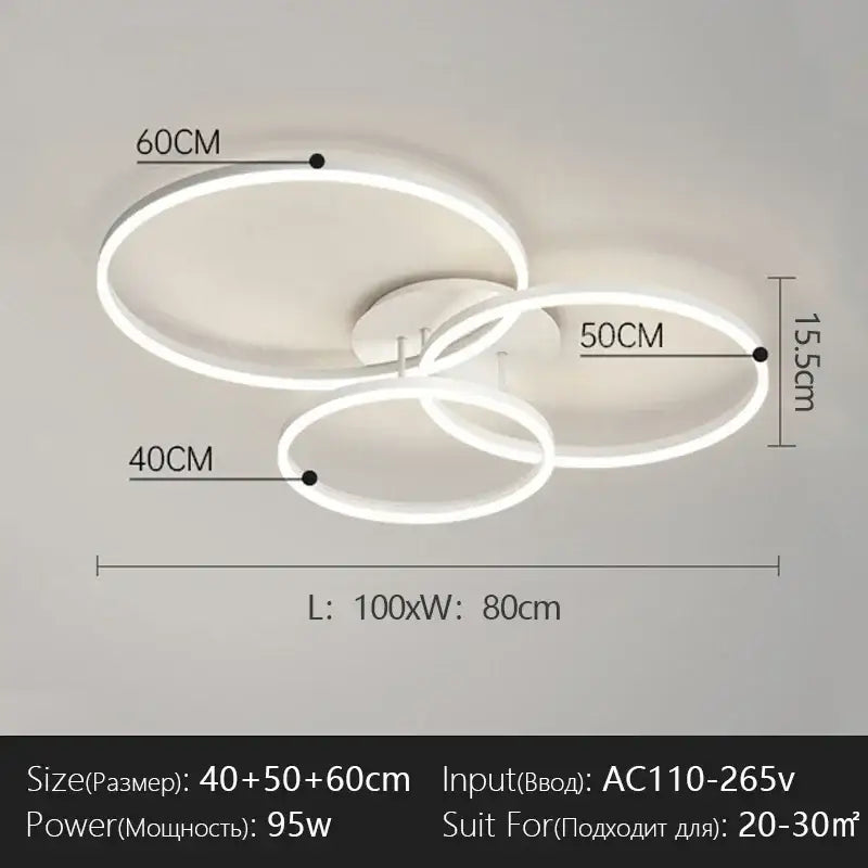 Modern black led chandelier bedroom circular ring light
