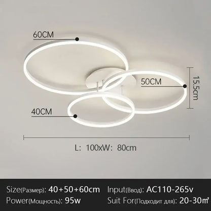 Modern black led chandelier bedroom circular ring light