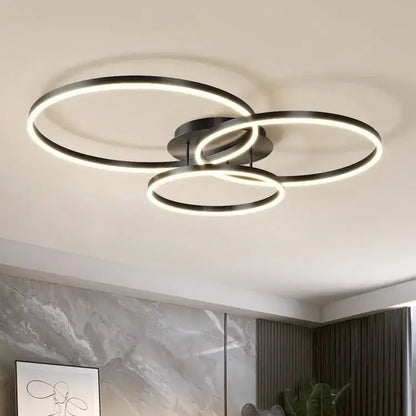Modern black led chandelier bedroom circular ring light