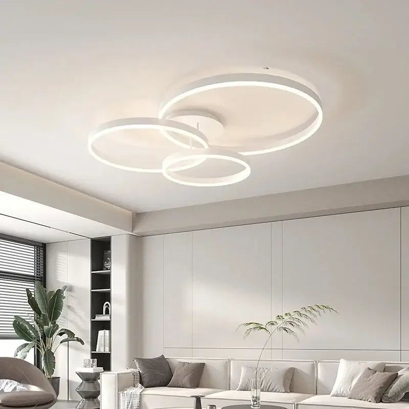 Modern black led chandelier bedroom circular ring light