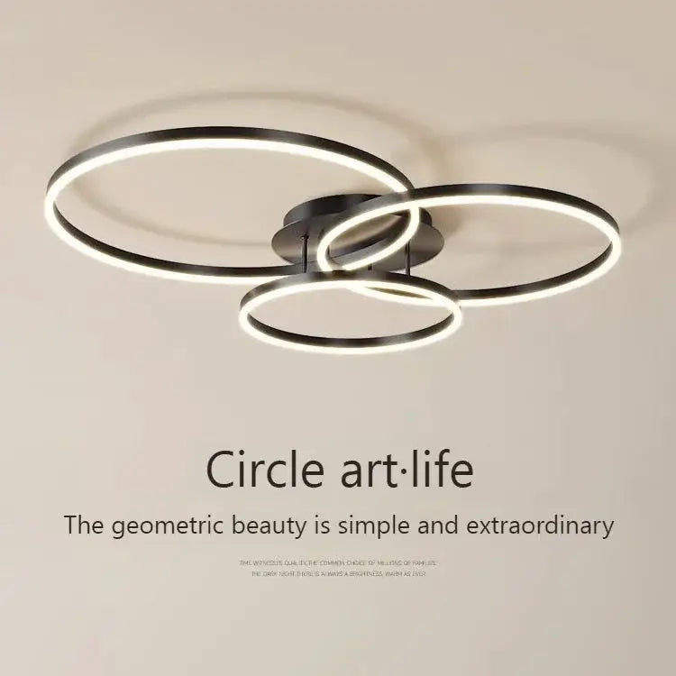 Modern black led chandelier bedroom circular ring light
