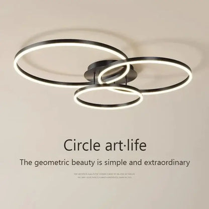 Modern black led chandelier bedroom circular ring light