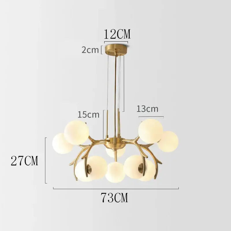Modern gold branching led chandelier pendant for dining room
