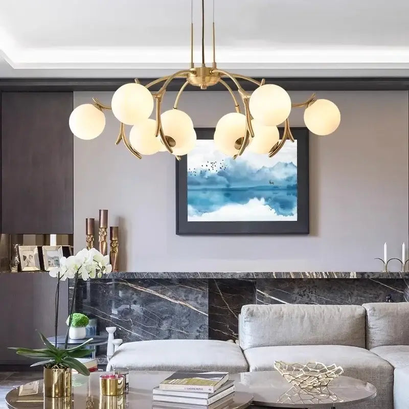Modern gold branching led chandelier pendant for dining room