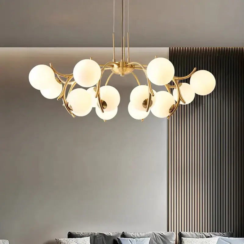 Modern gold branching led chandelier pendant for dining room