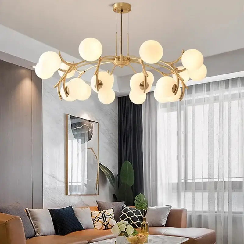 Modern gold branching led chandelier pendant for dining room