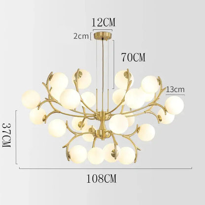Modern gold branching led chandelier pendant for dining room