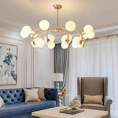 Modern gold branching led chandelier pendant for dining room