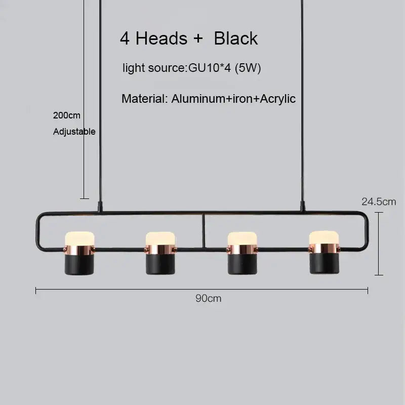 Modern black & copper led chandelier dining room pendant light