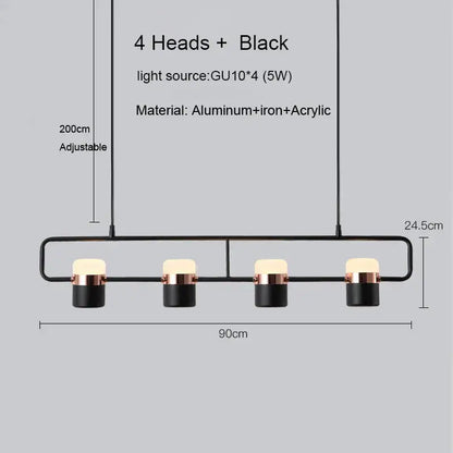 Modern black & copper led chandelier dining room pendant light