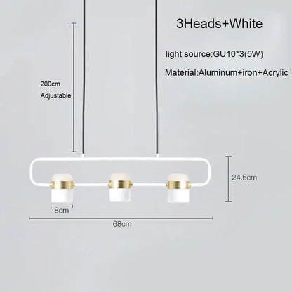 Modern black & copper led chandelier dining room pendant light