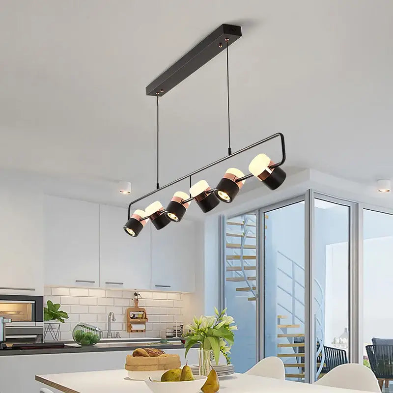 Modern black & copper led chandelier dining room pendant light
