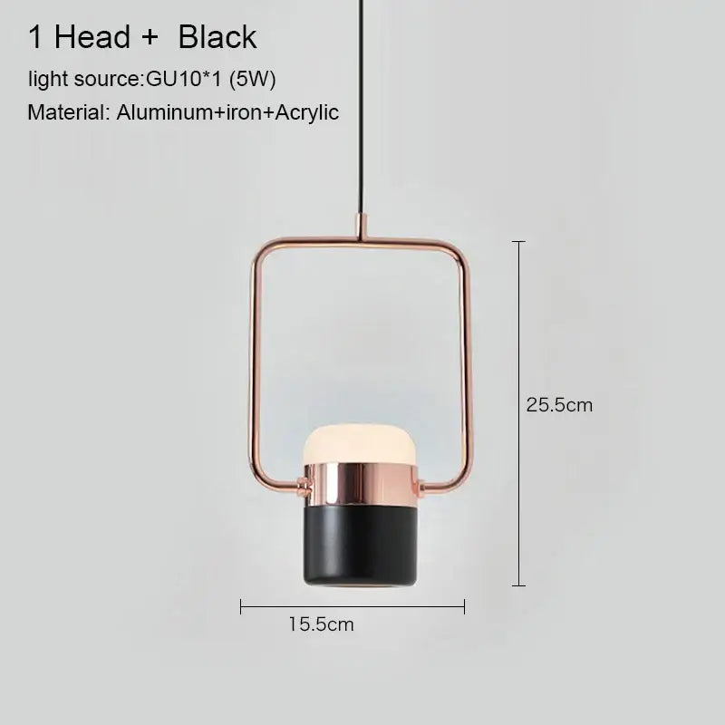 Modern black & copper led chandelier dining room pendant light