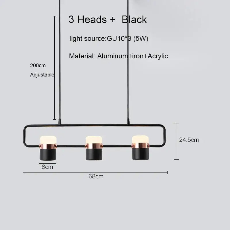 Modern black & copper led chandelier dining room pendant light