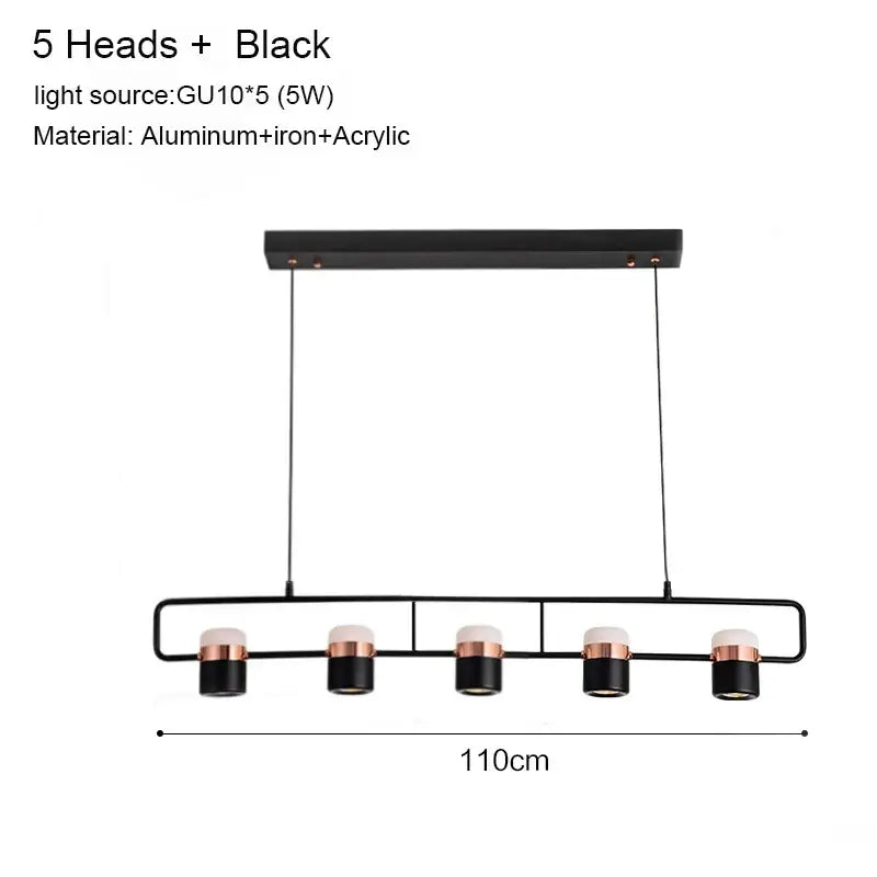 Modern black & copper led chandelier dining room pendant light