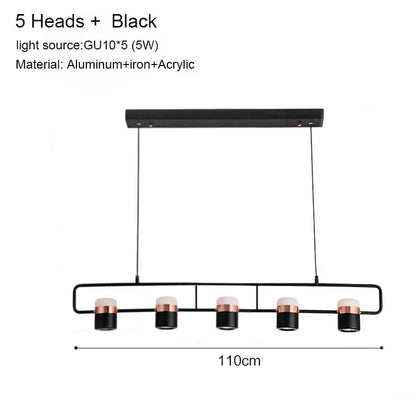 Modern black & copper led chandelier dining room pendant light