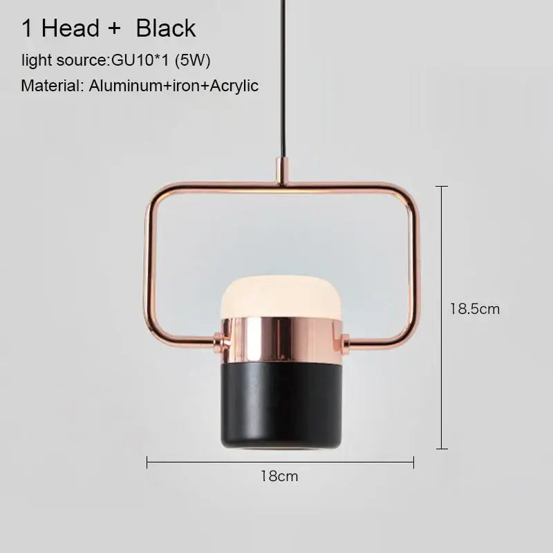 Modern black & copper led chandelier dining room pendant light