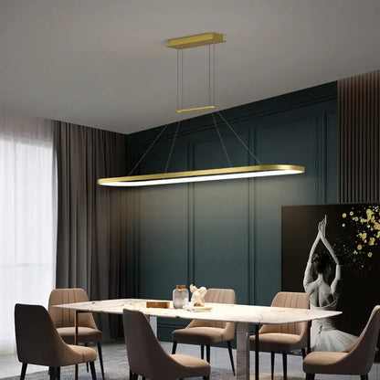Modern gold rectangular led chandelier pendant light for dining room