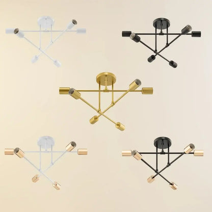 Modern gold 6-arm led chandelier dining room pendant light