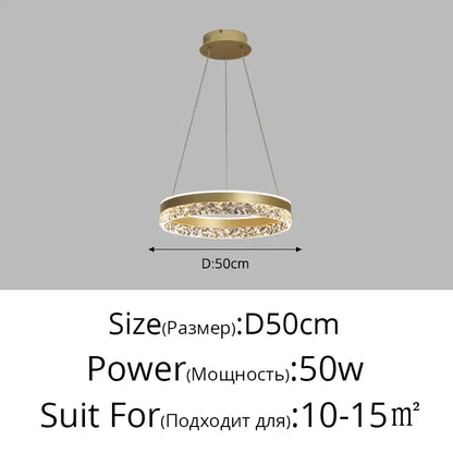 Modern gold textured crystal led chandelier pendant light dining room