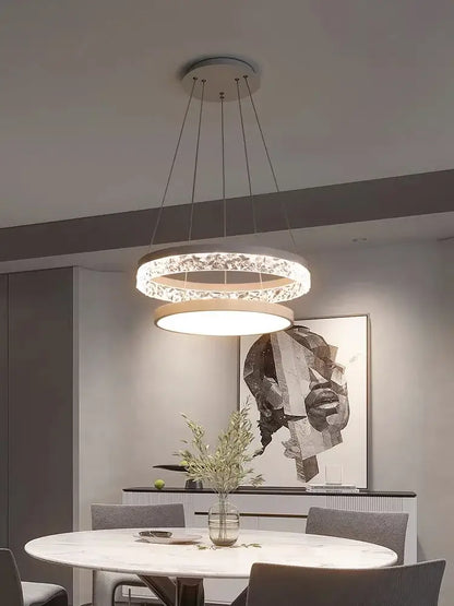 Modern gold textured crystal led chandelier pendant light dining room