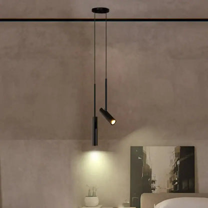 Modern black cylindrical pendant lighting dining room adjustable heads