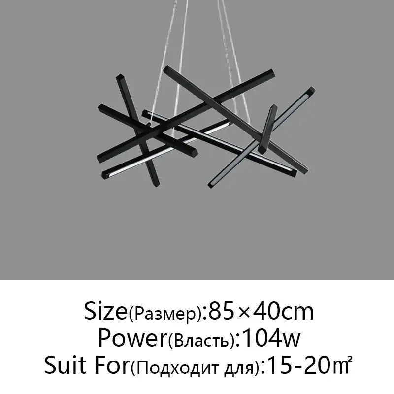 Modern black & gold led chandelier living room pendant light