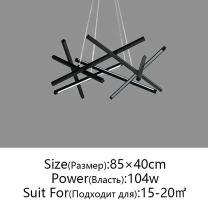 Modern black & gold led chandelier living room pendant light