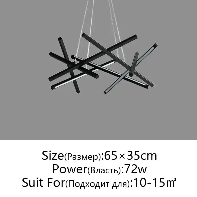 Modern black & gold led chandelier living room pendant light