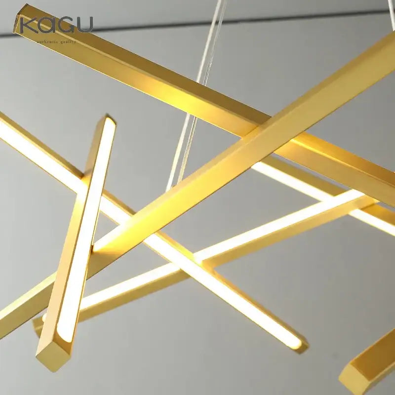 Modern black & gold led chandelier living room pendant light