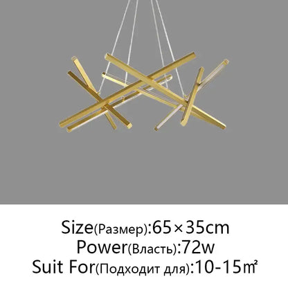 Modern black & gold led chandelier living room pendant light